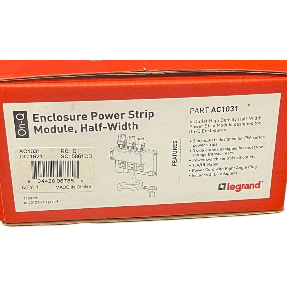 Legrand On-Q Half Width Enclosure Power Strip Module New In Box Media